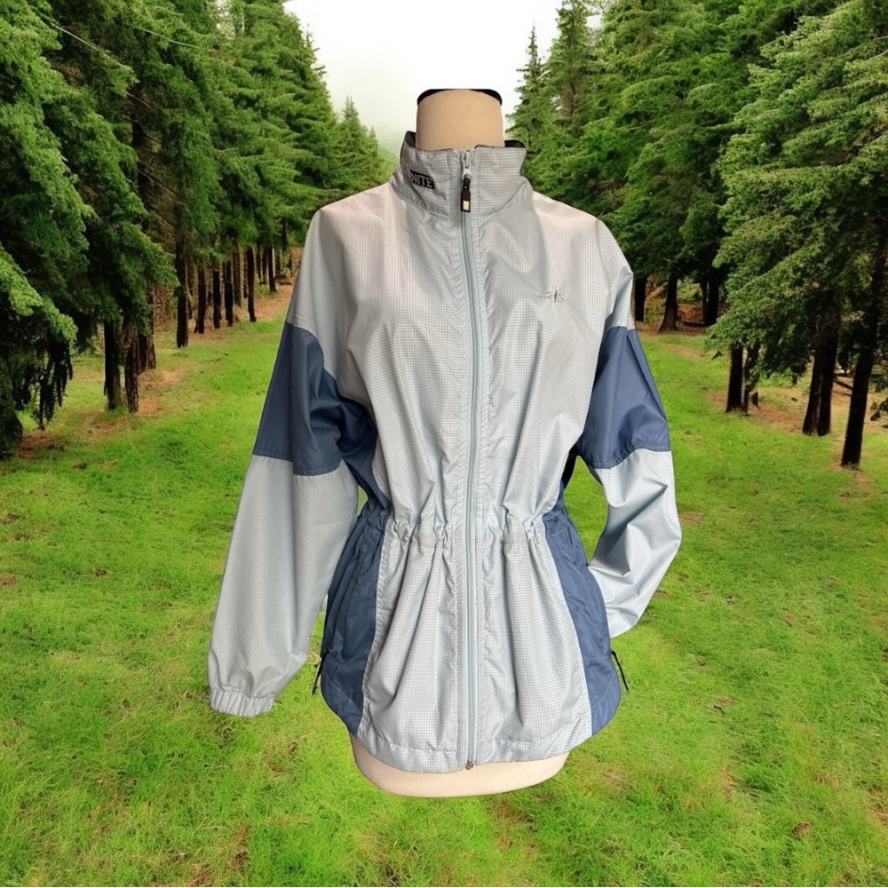 NordicTrack Women’s Blue Windbreaker Jacket Full Zip Adjustable Waist Size Small